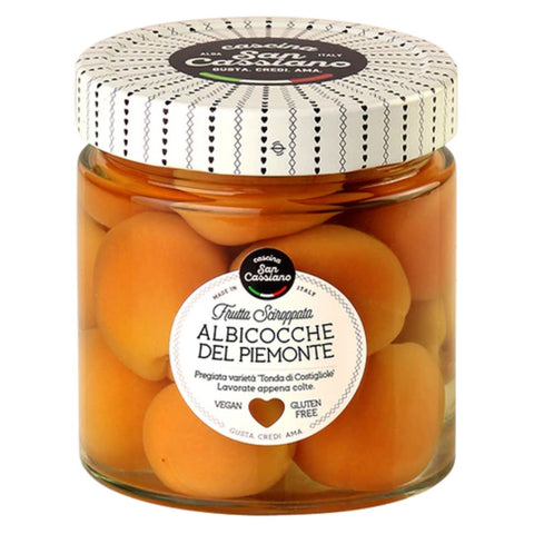 Cascina San Cassiano Albicocche Piemontesi Sciroppate (Whole Apricots in syrup) 420g