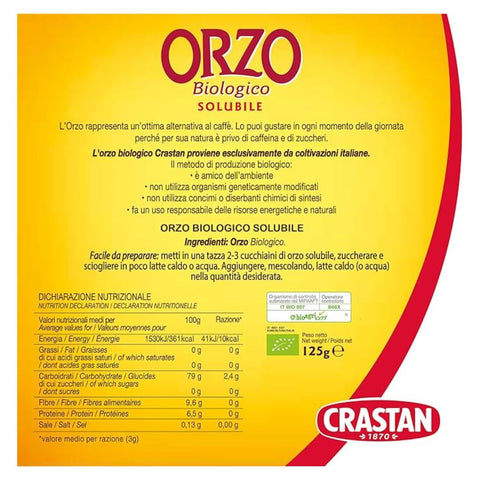 Crastan Orzo Biologico (Organic soluble barley) 125g