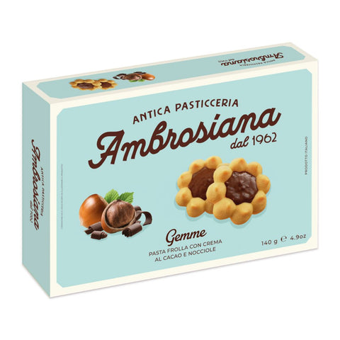 Pasticceria Ambrosiana Gemme al Cacao (Shortbread biscuits with cocoa and hazelnuts cream) 140g