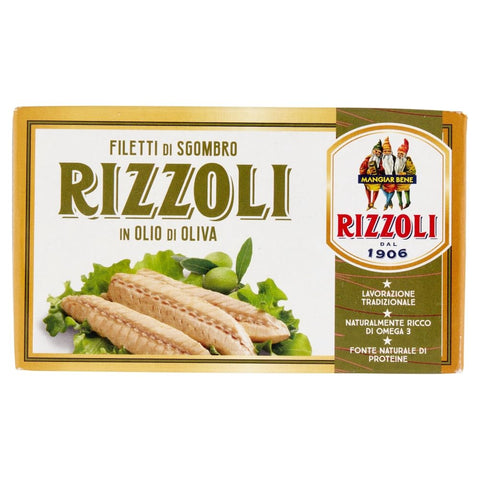 Rizzoli Filetti di Sgombro in Olio di Oliva (Mackerel fillets in olive oil) 125g