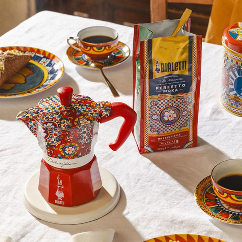 Bialetti Dolce&Gabbana Box Moka Express Sicilian Cart 3 cups and Coffee Container