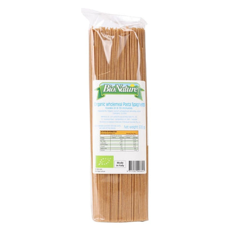Package of Bio Nature whole wheat pasta on a white background