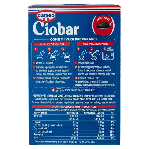 Cameo Ciobar Dark Choccolate 5 x 23g sachets