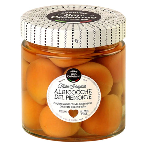 Cascina San Cassiano Albicocche Piemontesi Sciroppate (Whole Apricots in syrup) 420g