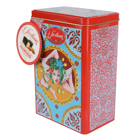 Dolgam Sicilian Soft Almond Nougats “Trinacria” Blue Gift Tin 250g