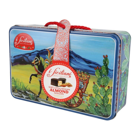 Dolgam Sicilian Soft Almonds Nougat Mixed Flavours "Carretto Etna" Gift Tin 250g