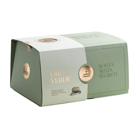Fiasconaro Oro Verde Panettone con Crema di Pistacchio Cioccolato Bianco e Pistacchio (White chocolate and pistachio cream jar) 1Kg