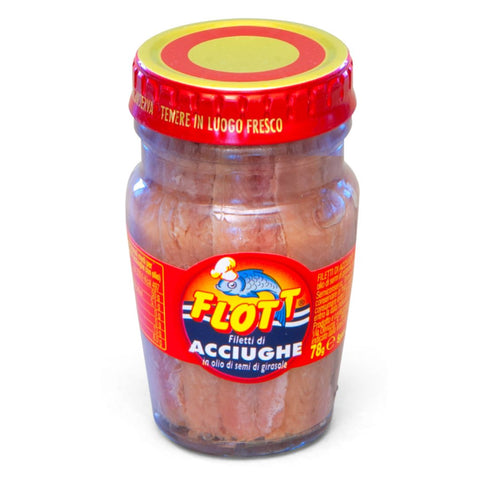 Flott Filetti di Acciughe in Olio di Girasole (Anchovy fillets in sunflower oil) 80g