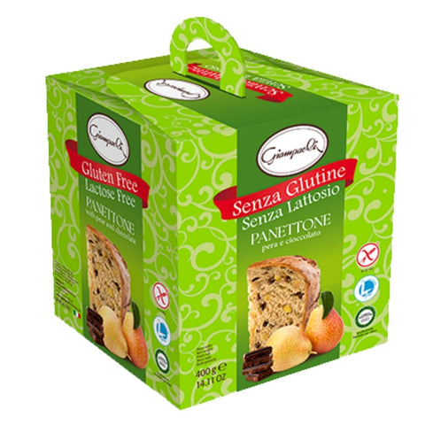 Giampaoli Panettone Pera e Cioccolato Senza Glutine e Lattosio (Gluten free lactose free panettone with pear and chocolate chips) 400g