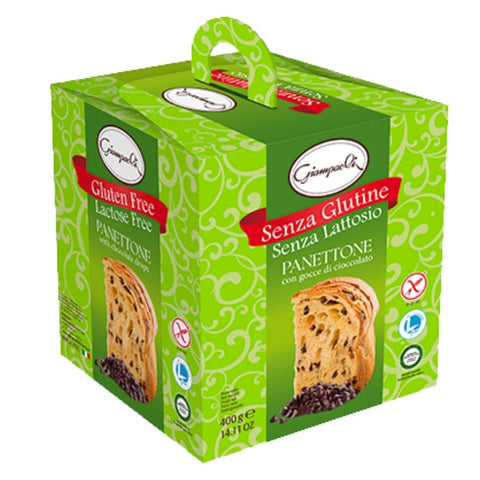 Giampaoli Panettone con Gocce di Cioccolato Senza Glutine e Lattosio (Gluten free lactose free panettone with chocolate chips) 400g