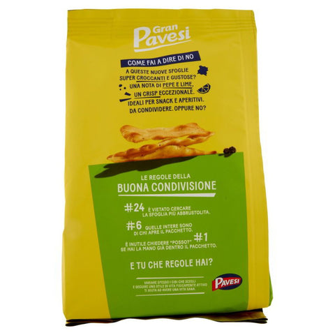 Gran Pavesi Sfoglie Crispy Gusto Pepe & Lime (Pepper & lime oven baked) 150g