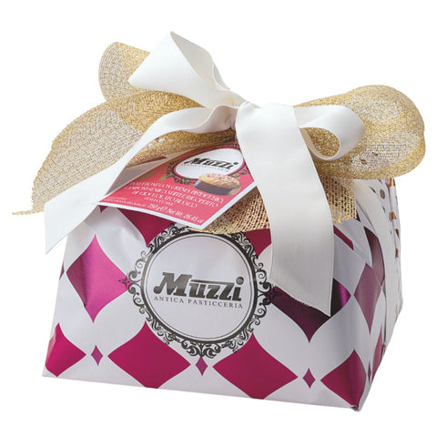 Muzzi Panettone Pistacchio, Lampone e Cioccolato Bianco Incartato a Mano (Pistachio, raspberries and white chocolate) 750g