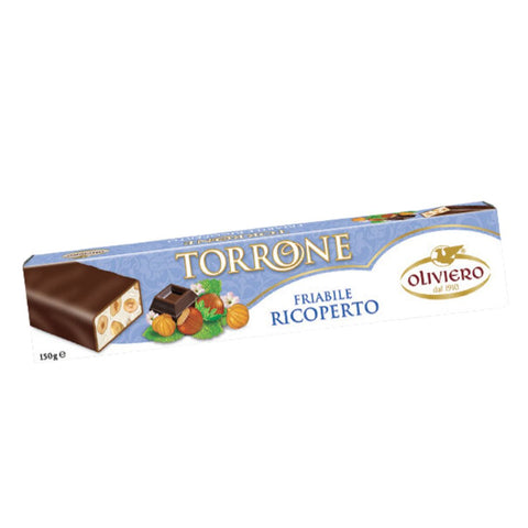 Oliviero Torrone Friabile Nocciole Ricoperto (Chocolate Covered Crunchy Hazelnuts Nougat) 140g