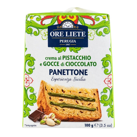 Ore Liete Panettoncino Crema al Pistacchio e Gocce di Cioccolato (Mini panettone pistachio & choc chips) 100g