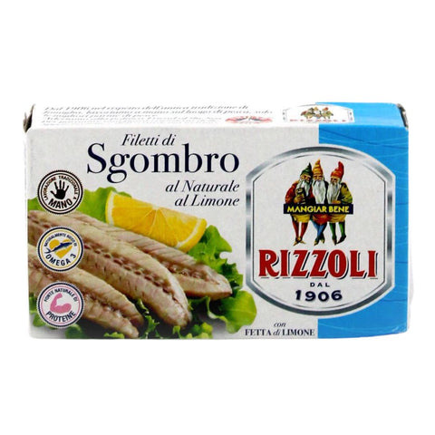 Rizzoli Filetti di Sgombro al Naturale al Limone (mackerel fillets in lemon brine) 125g