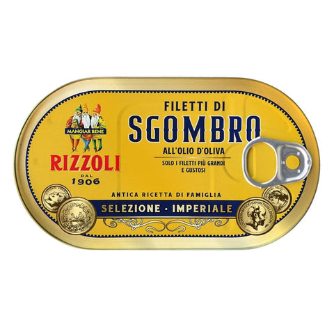 Rizzoli Filetti di Sgombro in Olio di Oliva Selezione Imperiale (Mackerel fillets in olive oil Imperial Selection) 160g