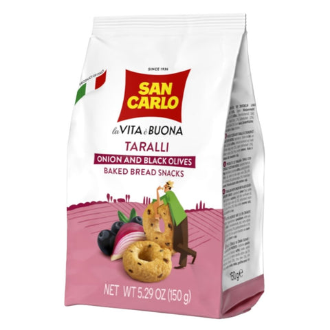 San Carlo Taralli Onion and Black Olives 150g