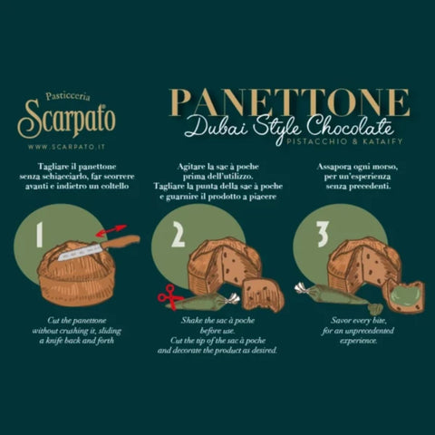 Scarpato Panettone Dubai Style Chocolate - Pistachio & Kataify 800g