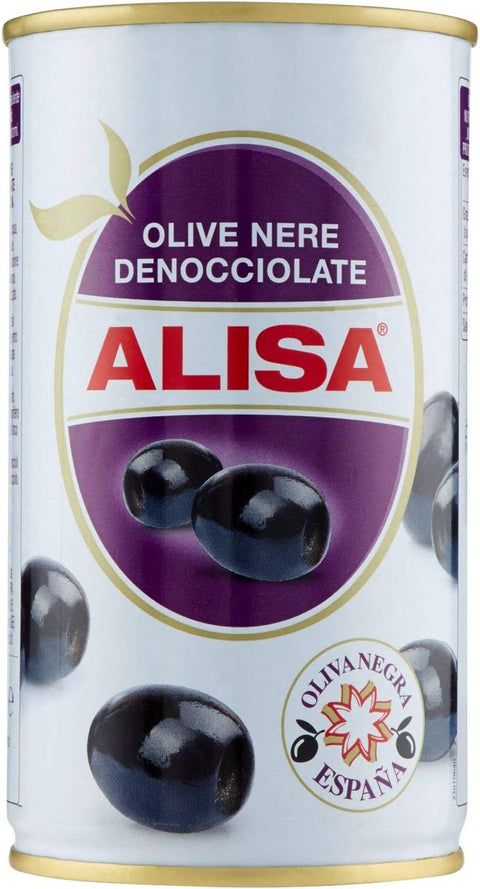 Buy Alisa Olive Nere Denocciolate (pitted black olives) 340g at La Dispensa