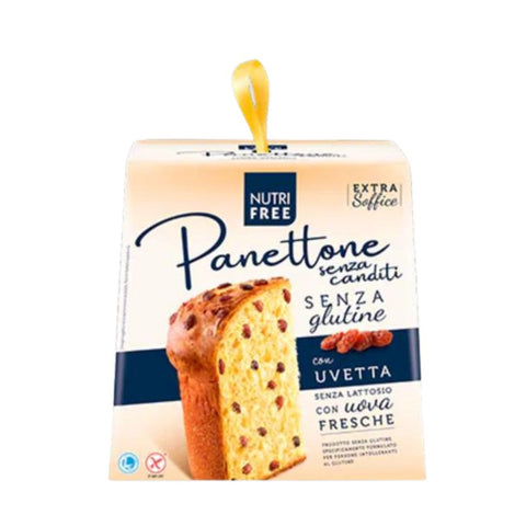 Buy NutriFree Gluten Free Lactose Free Panettone Senza Canditi (panettone with raisins) 600g at La Dispensa