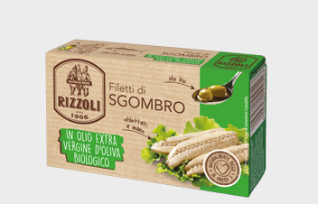Buy Rizzoli Mackerel fillets in Organic Olive Oil 90g at La Dispensa