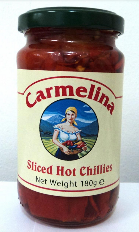 Buy Carmelina Sliced hot Chillies in oil 180g at La Dispensa