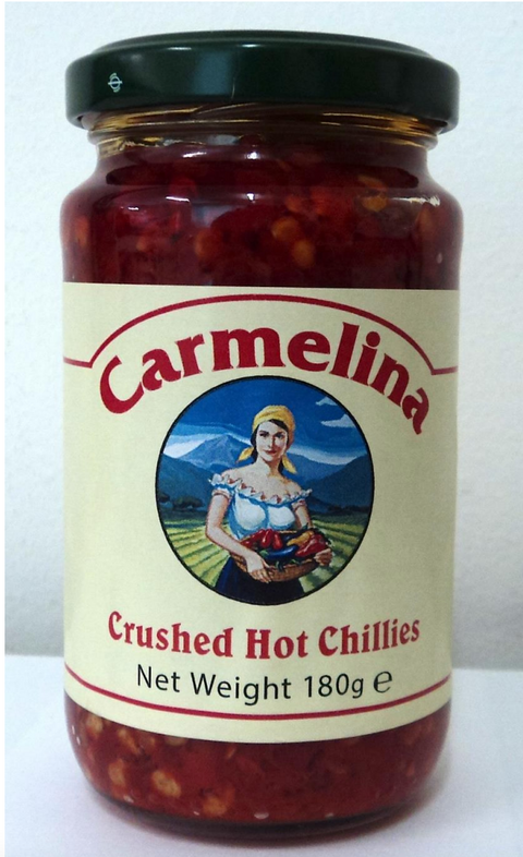 Buy Carmelina Crushed hot Chillies in oil 180g at La Dispensa